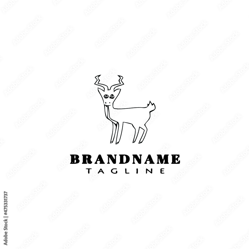 deer or caribou logo cartoon icon design unique black isolated vector illustration