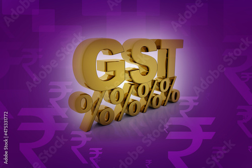 3d rendering GST Tax India with percentage
