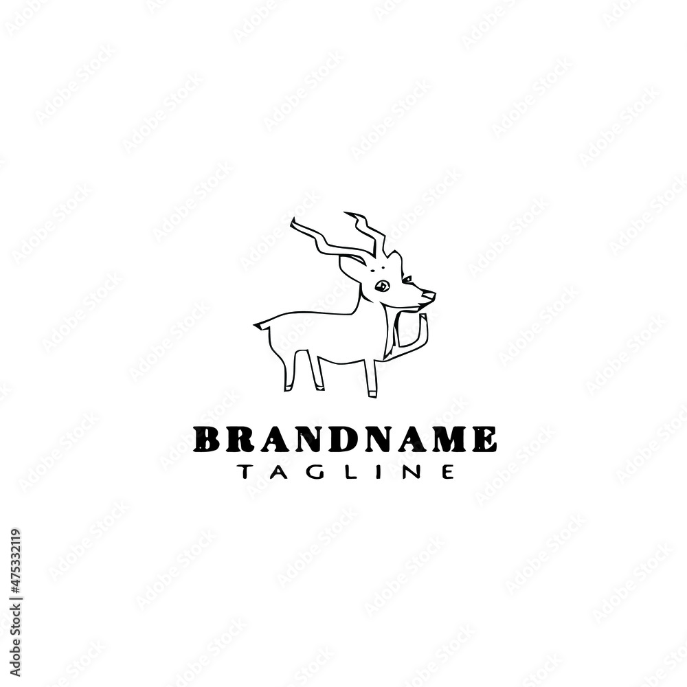 deer or caribou logo cartoon icon design template black isolated vector illustration