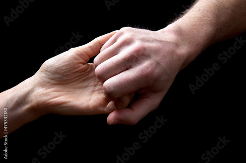The sense of touch expresses feelings and emotions through the contact with male and female hand