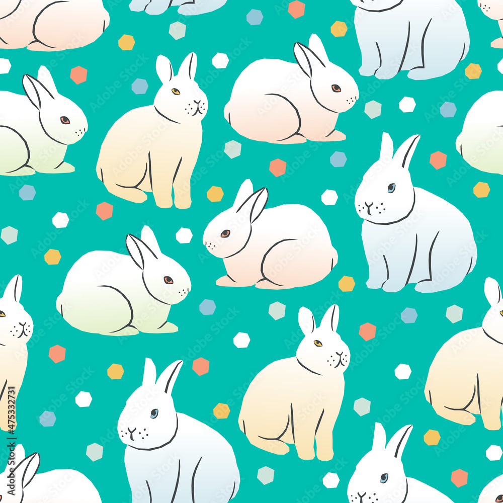 Vector seamless pattern with Easter bunnies on a bright background Vector seamless pattern with Easter bunnies on a bright background