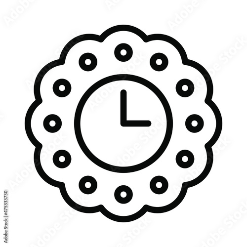 Wall clock flat line icon. Home and office clocks and watches. Outline sign for mobile concept and web design, store photo