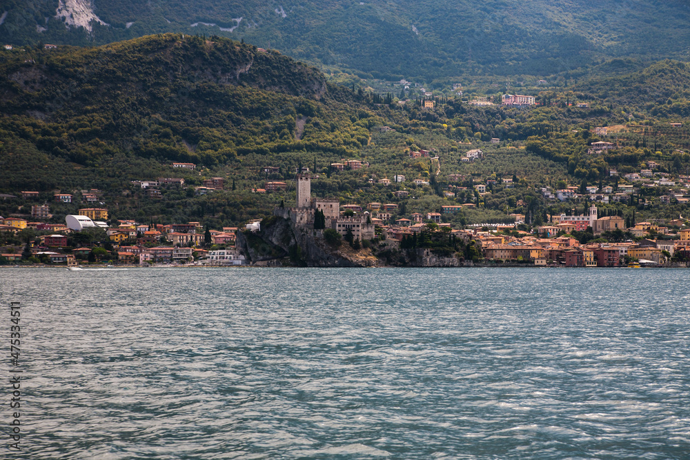 Malcesine, Lake Garda, Scenic view of sea and mountains, Italy