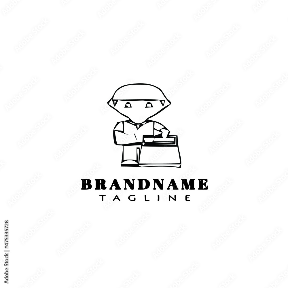 deliveryman logo cartoon icon design template black isolated vector illustration
