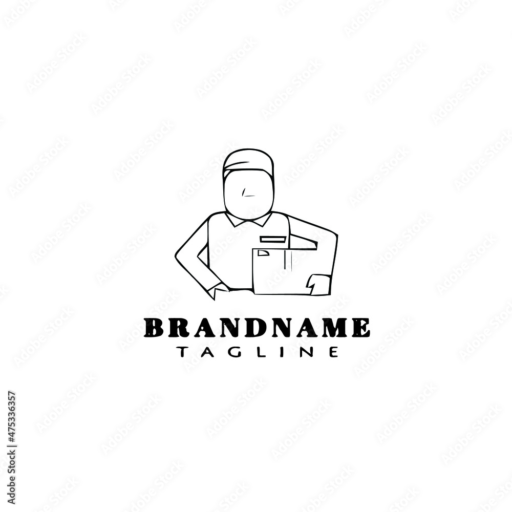 deliveryman logo cartoon icon design template black isolated vector illustration deliveryman logo cartoon icon design template black isolated vector illustration