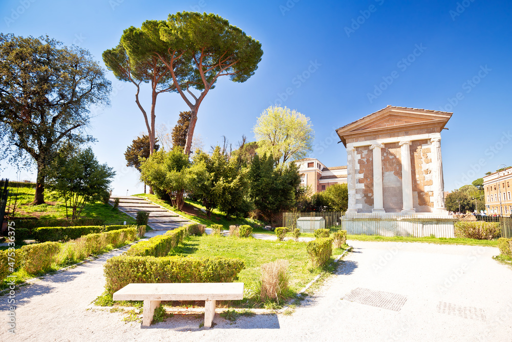 Temple Of Portuno Acient Landmark in Eternal City Of Rome park