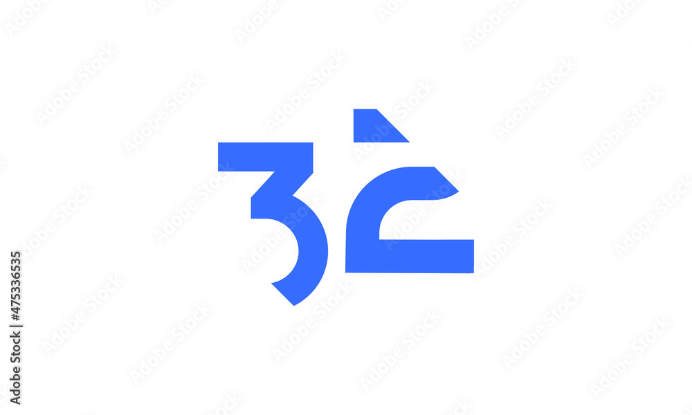 32 New Number Unique Cut Modern Logo 32 New Number Unique Cut Modern Logo