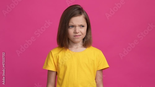 Schoolkid close nose fingers ignore stink isolated shine color background