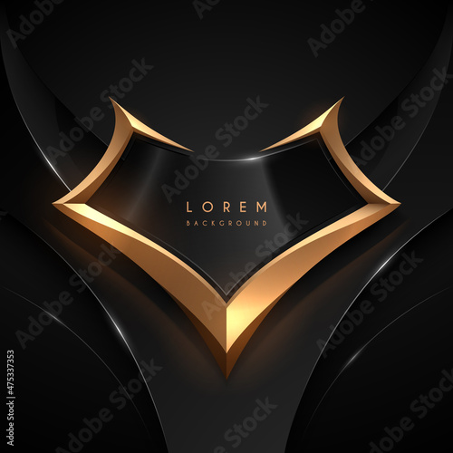 Abstract black and gold luxury frame template