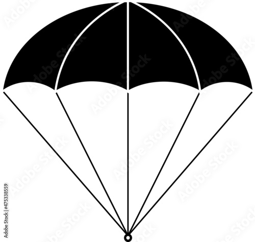 Parachute badge. A flat vector icon with the image of a parachute. Black silhouette on a white background.