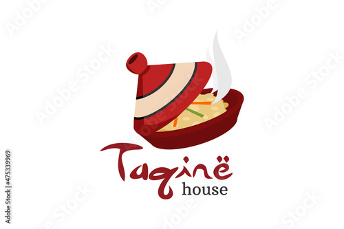 Moroccan steam food (Tagine). Logo for Restaurant.
