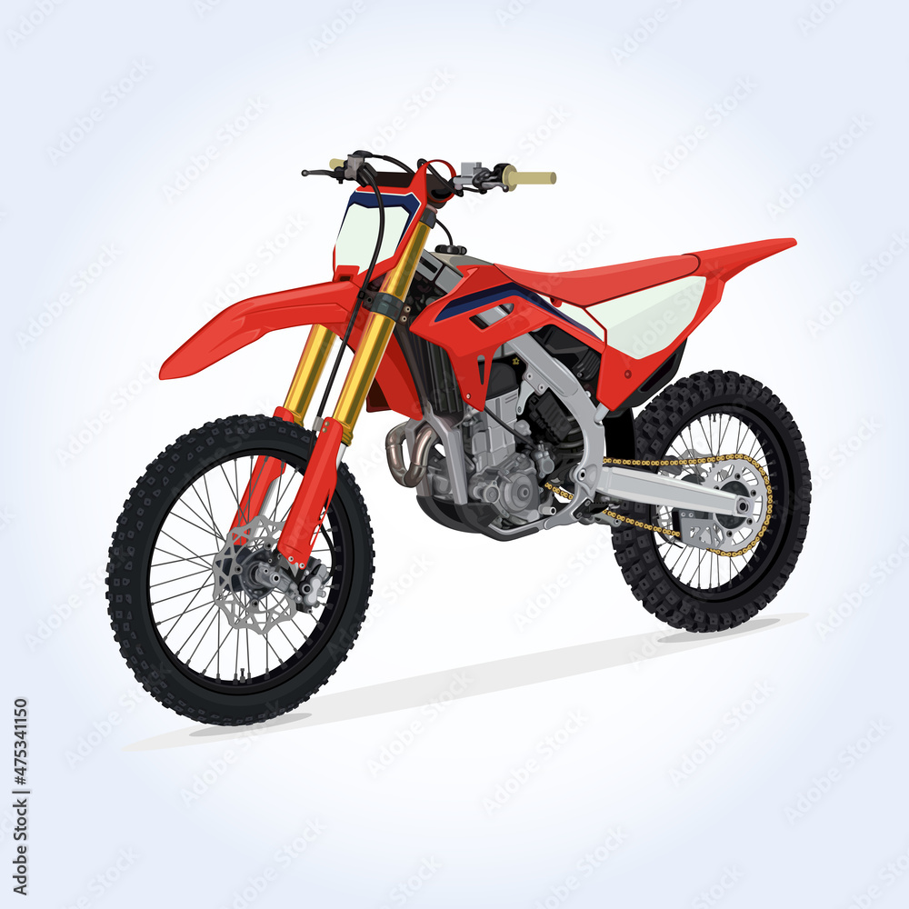 Motocross CRF Red Sportbike Motorcycle Vector Illustration Motocross CRF Red Sportbike Motorcycle Vector Illustration