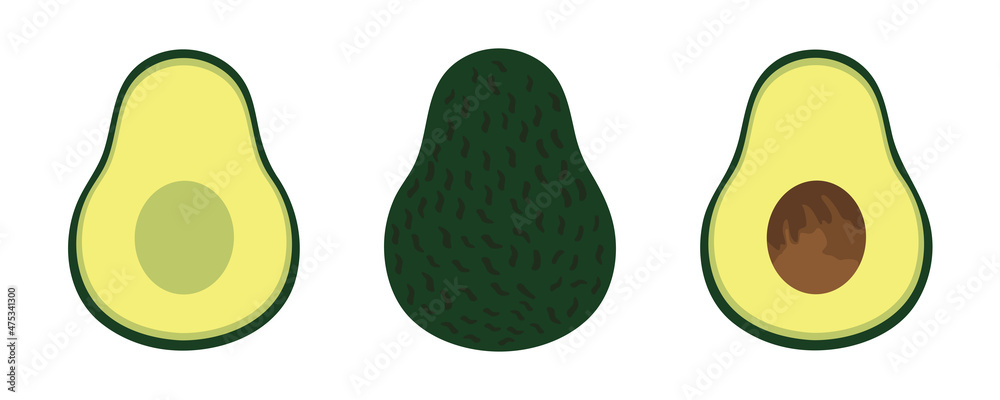 Fresh avocado. A set of illustrations. Organic food. Illustration. Fresh avocado. A set of illustrations. Organic food. Illustration.