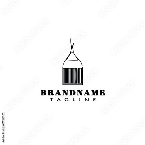 crane and container logo cartoon icon design template black isolated vector illustration