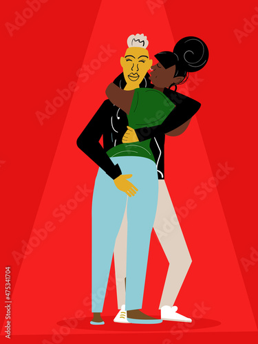 Lesbian couple dancing close