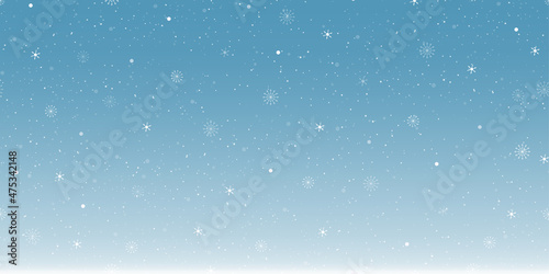 Seamless pattern winter landscape with snowflakes on sky, White splash on blue background. Vector illustration Endless cute wallpaper design for Christmas or New year 2022 backdrop