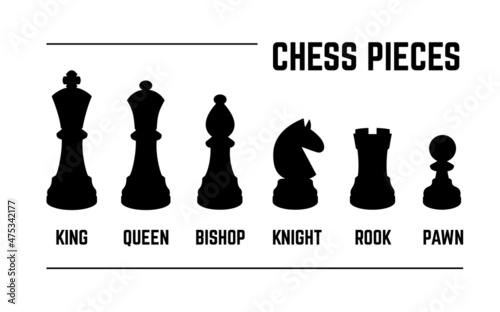 Set of named chess piece