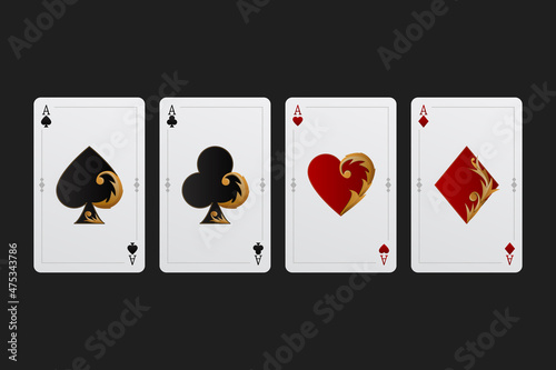Vector illustration of a four aces with luxury design, gambling, casino, playing cards