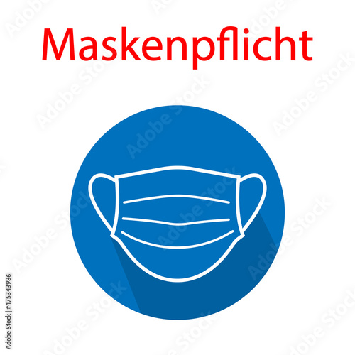 Maskenpflicht.Maskensymbol.Maske.Vector icon isolated on white.