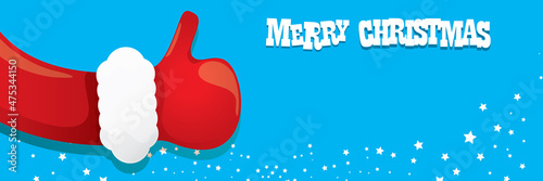 vector funky cartoon Santa Claus like hand icon isolated on blue background . merry christmas horizontal banner background