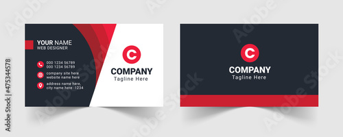 Red modern business card design template, Red corporate business card template, Clean professional business card template, visiting card, business card template.