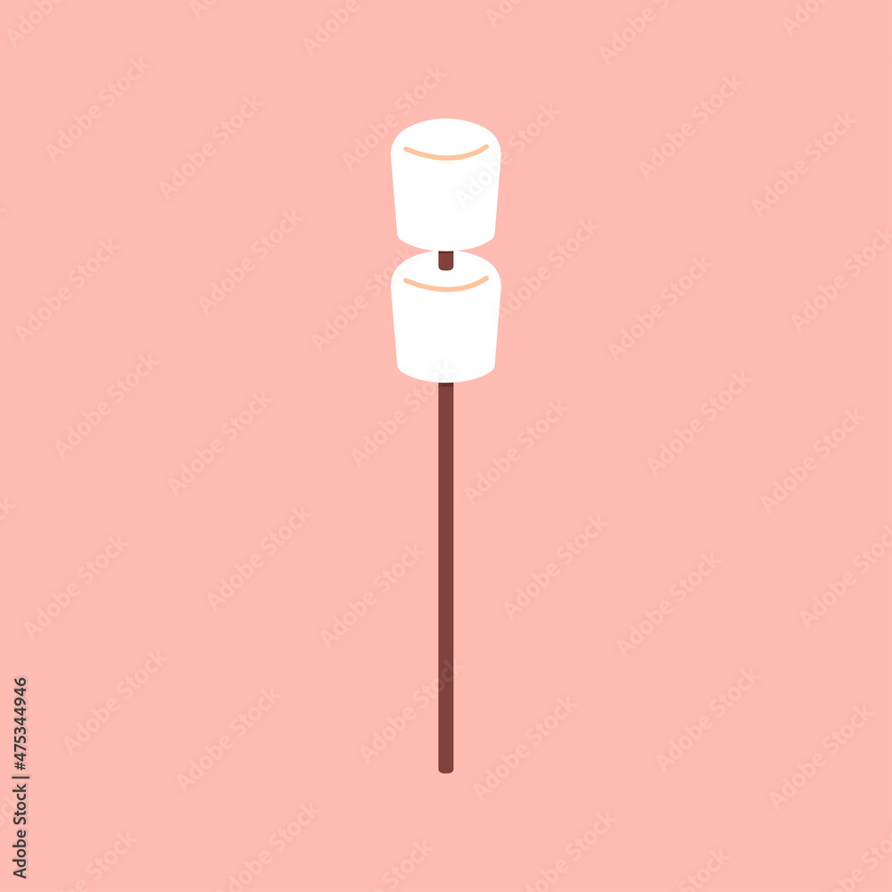 Marshmallow stick. Marshmallow logo design. White Marshmallow icon.