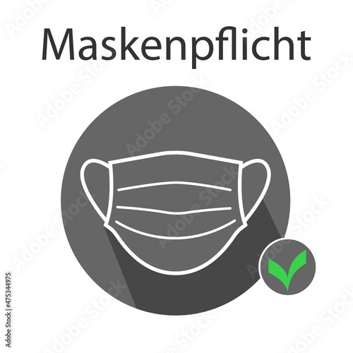 Maskenpflicht.Maskensymbol.Maske.Vector icon isolated on white.