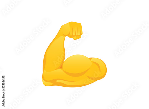 Flexed biceps icon. Hand gesture emoji illustration