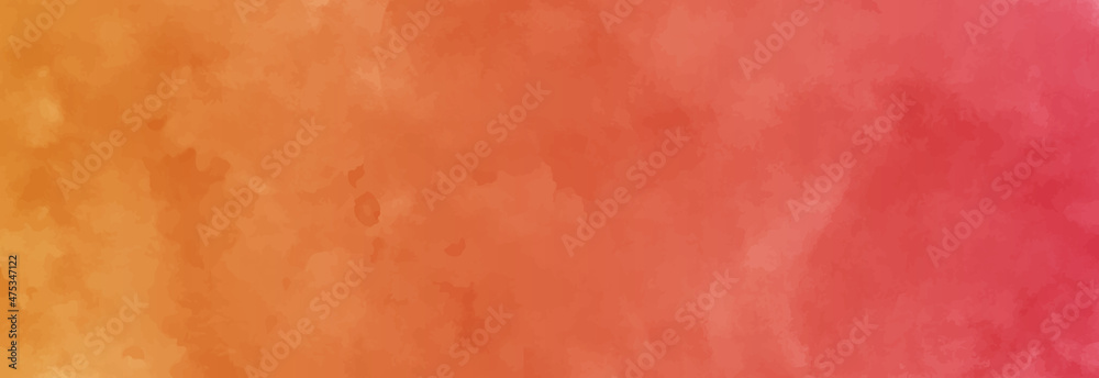 abstract watercolor vector background illustration. Realistic yellow and orange watercolor panoramic texture on a white background  vector illustration. 
