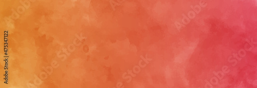 abstract watercolor vector background illustration. Realistic yellow and orange watercolor panoramic texture on a white background vector illustration. 