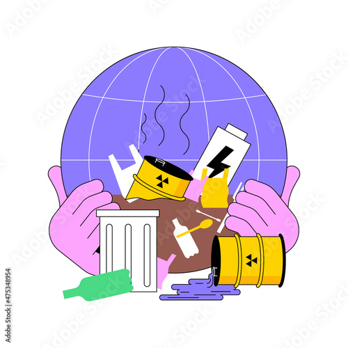 Soil pollution abstract concept vector illustration. Land degradation, groundwater pollution, soil contamination, agricultural chemical products, toxic pollutant analysis abstract metaphor.