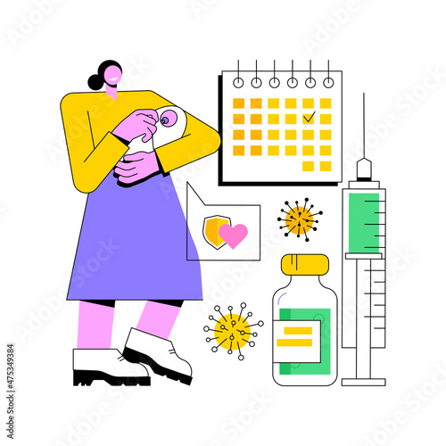 Infant and child vaccination abstract concept vector illustration. Infant, baby and child vaccine, newborn vaccination schedule, protection from childhood infectious diseases abstract metaphor.