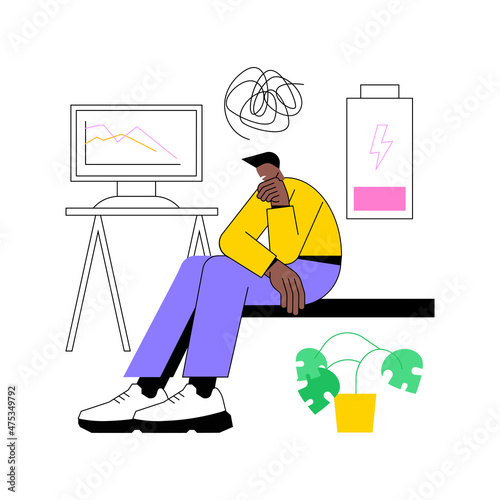 Emotional burnout abstract concept vector illustration. Psychological breakdown, burnout, emotional overload, psychologist consultation, mental health, stress and anxiety abstract metaphor.