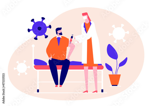 Vaccinate the patient - modern colorful flat design style illustration