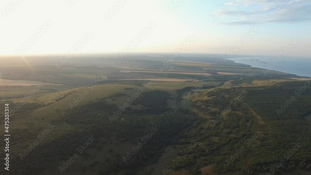 flying over the countryside with sunset view flying over the countryside with sunset view