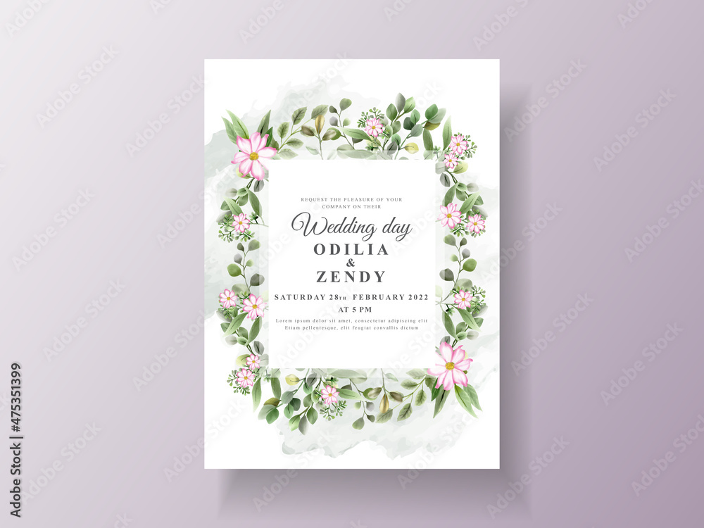 Elegant and beautiful floral wedding invitation card