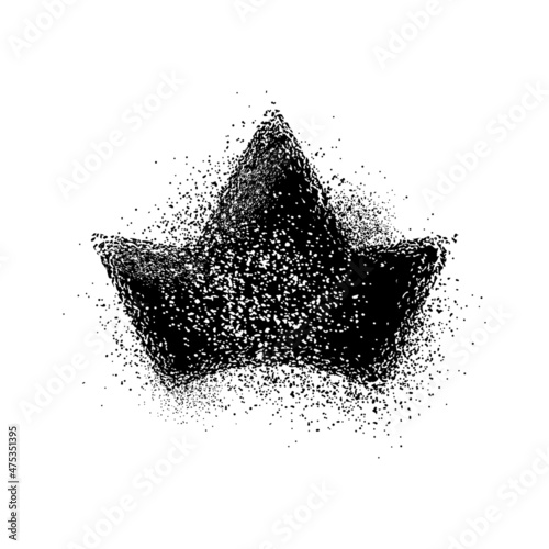 Crown icon. Black ink grunge silhouette. Front view. Vector simple flat graphic hand drawn illustration. The isolated object on a white background. Isolate.