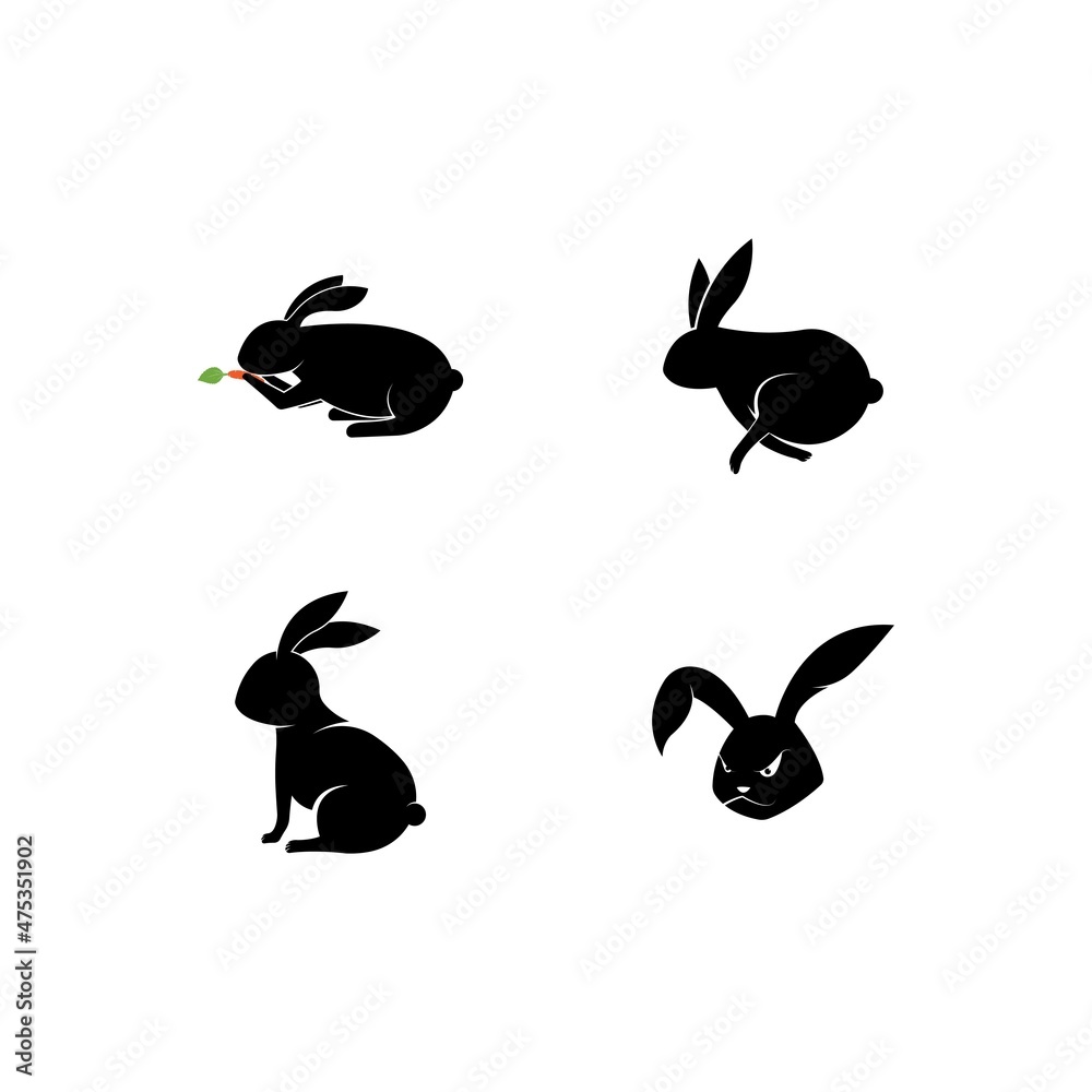 Obraz premium Rabbit Logo template vector icon illustration design