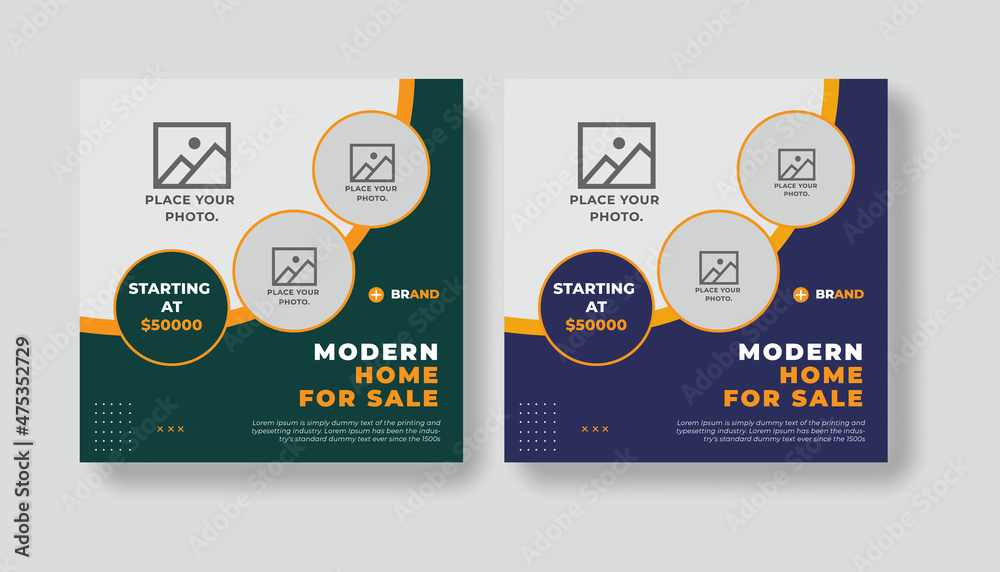 Fototapeta premium Real estate banner design for social media post.