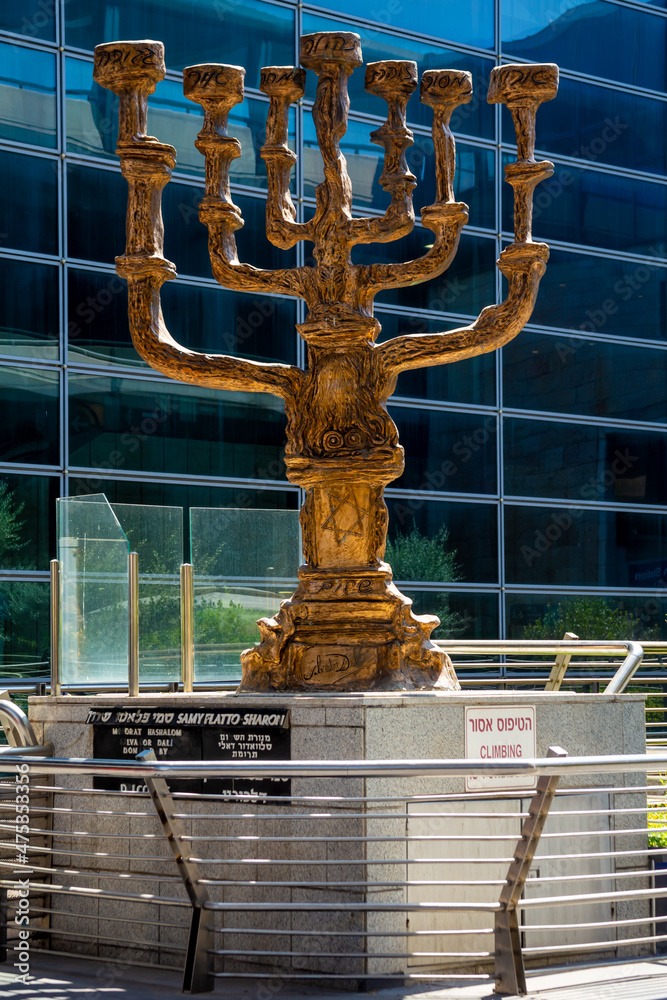 BEN GURION AIRPORT, ISRAEL - june 27, 2021. the large menorah, called ...