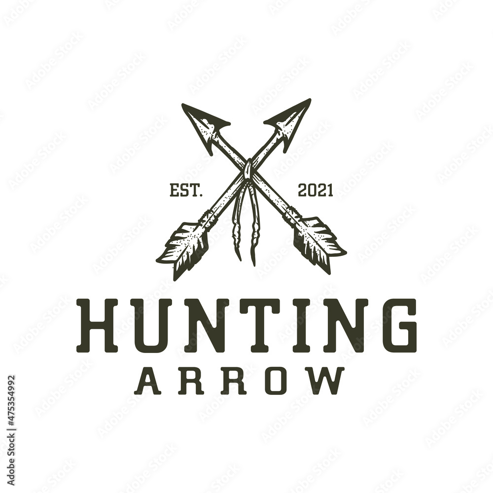 hunting logo with crossed arrow style hunting logo with crossed arrow style