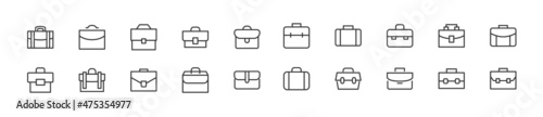 Set of simple briefcase line icons.