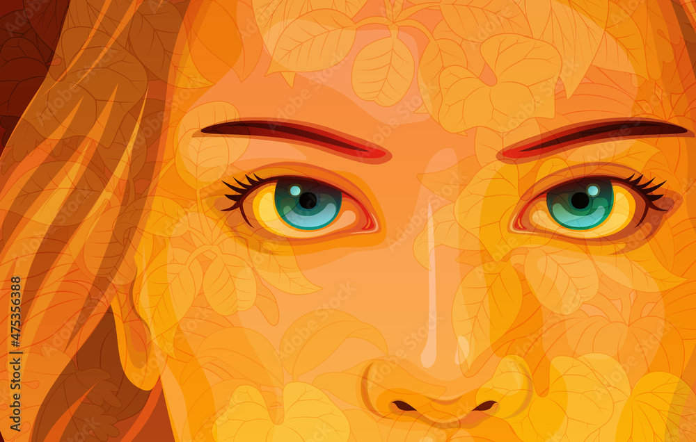 woman eyes vector illustration front