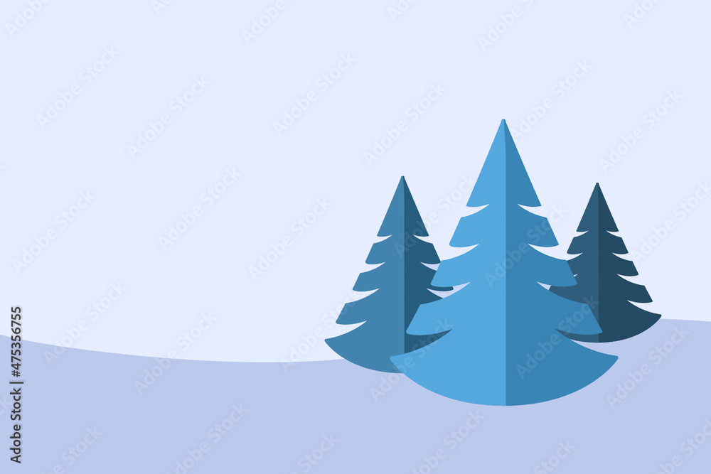 Obraz premium christmas illustration of trees minimalism in blue colors. for gift wrapping, fabric, wallpaper, design, layout, background.