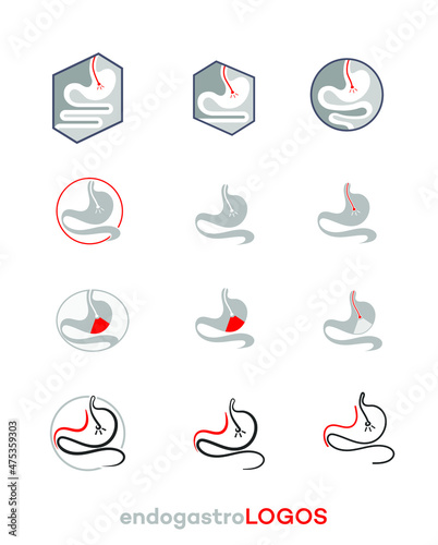 Gastroscopy vector logos collection set in minimalist style design.