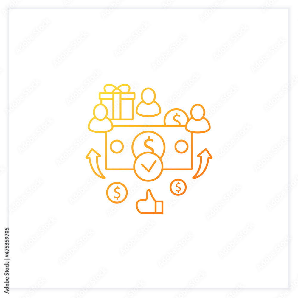 Universal payment gradient icon. Lump sum people payment. Cash for everyone. Basic income concept. Isolated vector illustration.Suitable to banners, mobile apps and presentation Universal payment gradient icon. Lump sum people payment. Cash for everyone. Basic income concept. Isolated vector illustration.Suitable to banners, mobile apps and presentation