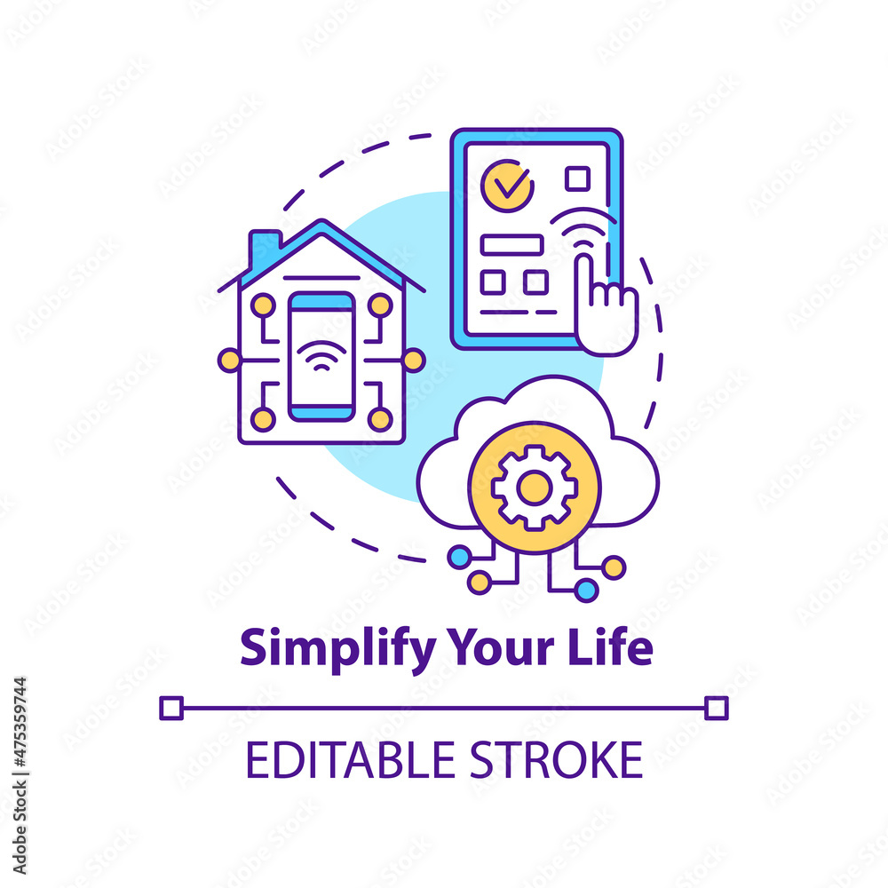 Simplify your life concept icon. Hightech. Automation advantages abstract idea thin line illustration. Isolated outline drawing. Editable stroke. Roboto-Medium, Myriad Pro-Bold fonts used