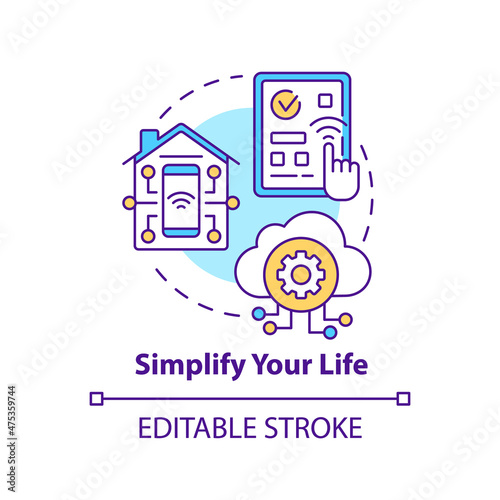 Simplify your life concept icon. Hightech. Automation advantages abstract idea thin line illustration. Isolated outline drawing. Editable stroke. Roboto-Medium, Myriad Pro-Bold fonts used