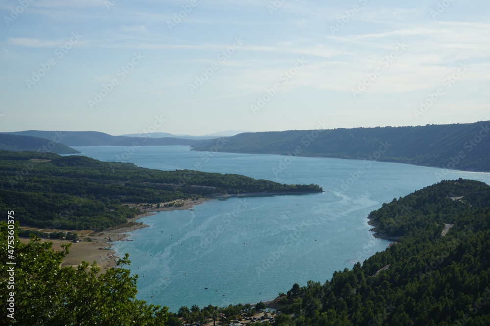 View of Sainte-Croix lake between the Verdon Gorges, France View of Sainte-Croix lake between the Verdon Gorges, France