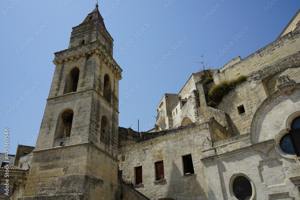 The bell tower of the Church of San Pietro Barisano in Matera, Basilicata - Italy
